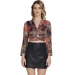 abstraction 22 Long Sleeve Tie Back Satin Wrap Top