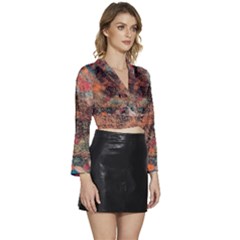 Long Sleeve Tie Back Satin Wrap Top 