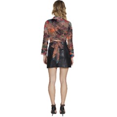 Long Sleeve Tie Back Satin Wrap Top 