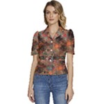 abstraction 22 Puffed Short Sleeve Button Up Jacket