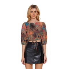 Mid Sleeve Drawstring Hem Top 