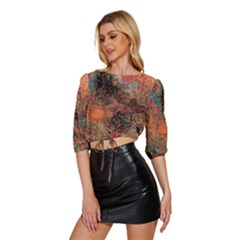 Mid Sleeve Drawstring Hem Top 