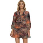 abstraction 22 V-Neck Placket Mini Dress