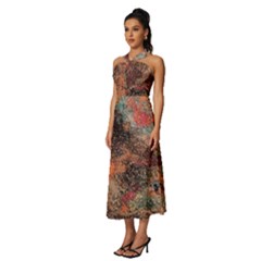 Sleeveless Cross Front Cocktail Midi Chiffon Dress 
