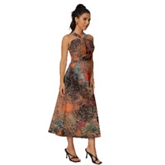 Sleeveless Cross Front Cocktail Midi Chiffon Dress 