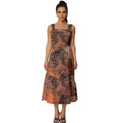 Square Neckline Tiered Midi Dress 