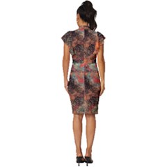 Vintage Frill Sleeve V-Neck Bodycon Dress 