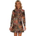 abstraction 22 Women s Long Sleeve Bow Deco Button Up Dress