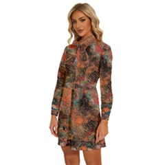 Women s Long Sleeve Bow Deco Button Up Dress 