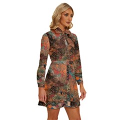 Women s Long Sleeve Bow Deco Button Up Dress 