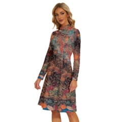Long Sleeve Shirt Collar A-Line Dress 