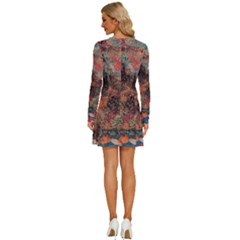 Long Sleeve Deep V Mini Dress  