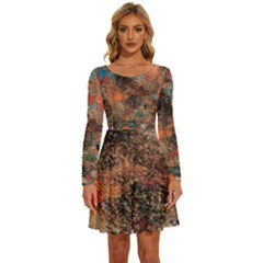 Long Sleeve Wide Neck Velvet Dress 