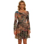 abstraction 22 Long Sleeve Wide Neck Velvet Dress