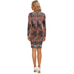 Long Sleeve Shirt Collar Bodycon Dress 
