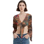 abstraction 22 Trumpet Sleeve Cropped Top