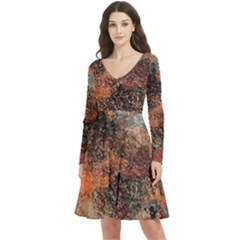 Long Sleeve V-neck skater dress with Pockets 