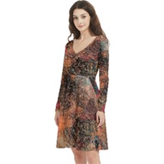 Long Sleeve V-neck skater dress with Pockets 