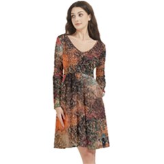 Long Sleeve V-neck skater dress with Pockets 