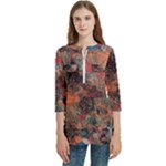 abstraction 22 Women s Zip Front V-Neck 3/4 Sleeve Casual Top Pocket Shirt