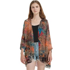 Open Front 3/4 Sleeve Batwing Chiffon Cardigan Kimono 
