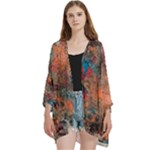 abstraction 22 Open Front 3/4 Sleeve Batwing Chiffon Cardigan Kimono