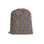Blue Brown Leopard Drawstring Pouch (Large)