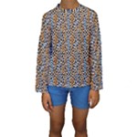 Blue Brown Leopard Kids  Long Sleeve Swimwear
