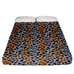 Blue Brown Leopard Fitted Sheet (Queen Size)