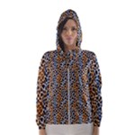Blue Brown Leopard Women s Hooded Windbreaker