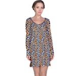 Blue Brown Leopard Long Sleeve Nightdress