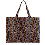 Blue Brown Leopard Zipper Mini Tote Bag