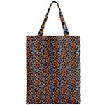 Blue Brown Leopard Zipper Classic Tote Bag