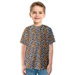 Blue Brown Leopard Kids  Sport Mesh T-Shirt