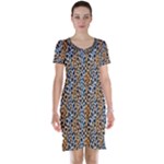Blue Brown Leopard Short Sleeve Nightdress