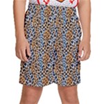 Blue Brown Leopard Kids  Basketball Shorts