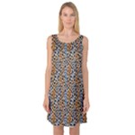Blue Brown Leopard Sleeveless Satin Nightdress