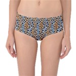 Blue Brown Leopard Mid-Waist Bikini Bottoms