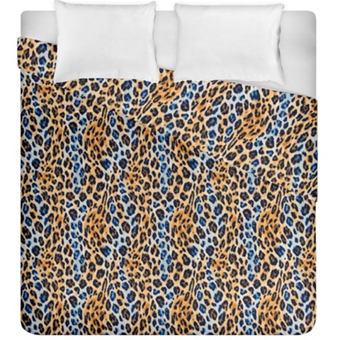 Blue Brown Leopard Duvet Cover Double Side (King Size) from ArtsNow.com