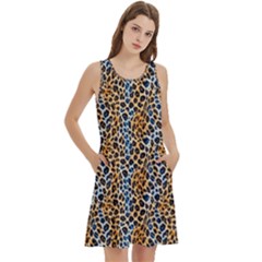 Round Neck Sleeve Casual Dress With Pockets 