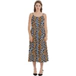 Blue Brown Leopard Casual Spaghetti Strap Midi Dress