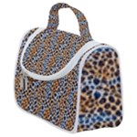 Blue Brown Leopard Satchel Handbag