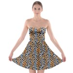 Blue Brown Leopard Strapless Bra Top Dress