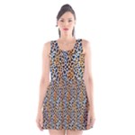Blue Brown Leopard Scoop Neck Skater Dress