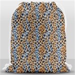 Blue Brown Leopard Drawstring Bag (Large)