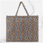 Blue Brown Leopard Zipper Large Tote Bag