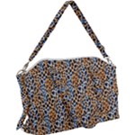 Blue Brown Leopard Canvas Crossbody Bag