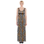 Blue Brown Leopard Thigh Split Maxi Dress