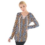 Blue Brown Leopard Tie Up T-Shirt
