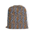 Blue Brown Leopard Drawstring Pouch (XL)